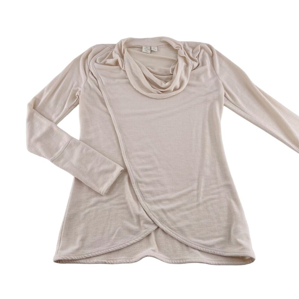 Saint‎ Tropez West Womens Cowl Neck Long Sleeve Wrap Top - Cream Size M